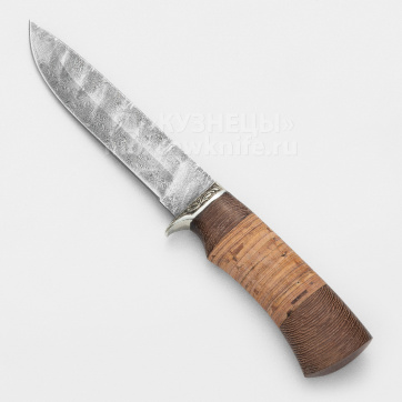 Нож Клык (Дамасская сталь, Береста)
