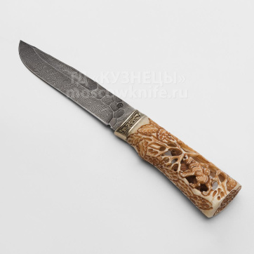 Нож Путник (Дамасская сталь, Рог лося)