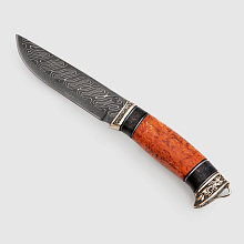 Нож Ястреб (Торцевой Дамаск, карельская береза)