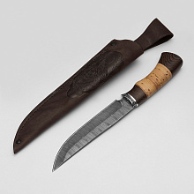 Нож Осётр (Дамасская сталь, Венге, Береста)