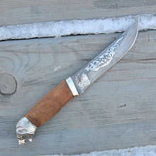 Нож туристический Лесной рейнджер (Дамаск, орех, литьё)