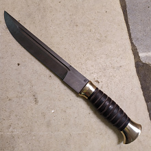 Нож Казак (Дамасская сталь, Кожа, Ножны-граб)