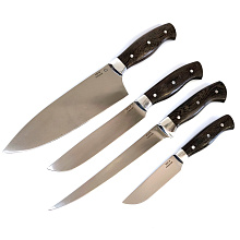 Набор кухонных ножей из кованной стали (95Х18, Деревянная рукоять из Бубинго)