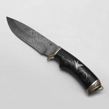 Нож Близнец (Дамасская сталь, Граб, Инкрустация, Мельхиор)